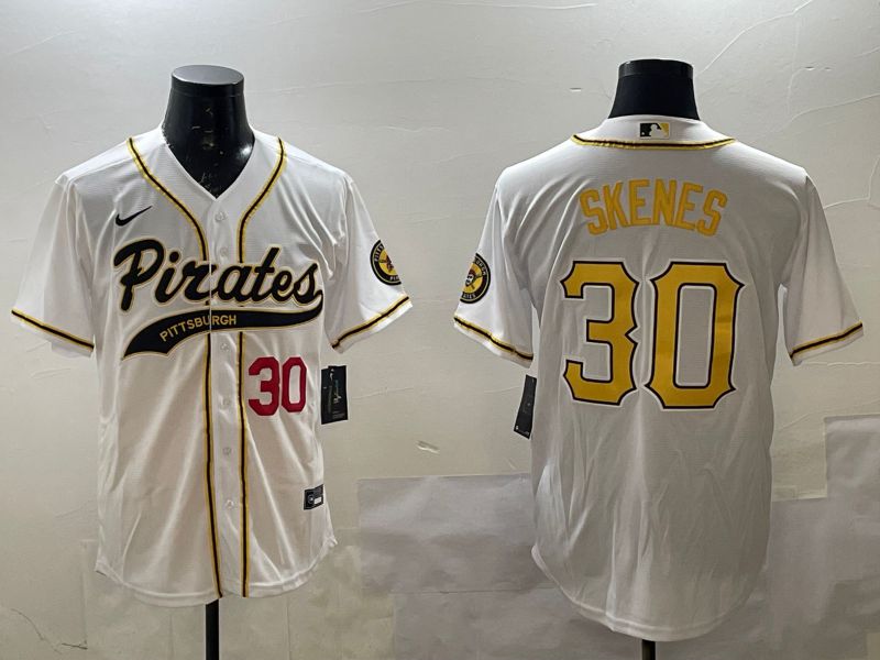 Men Pittsburgh Pirates #30 Skenes White Joint Name Nike 2025 MLB Jersey style 4->pittsburgh pirates->MLB Jersey